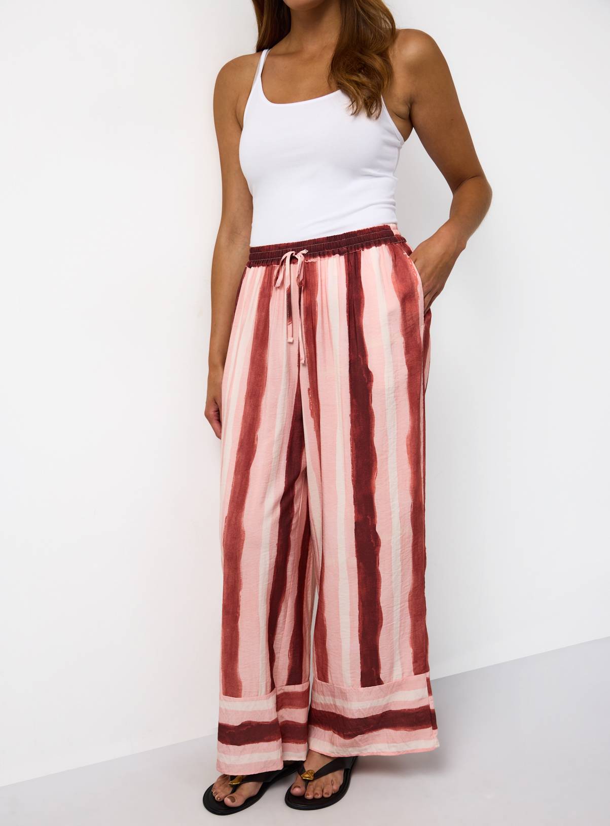 Mid Pink Ultra Wide Stripe Trousers  14 - Image 2